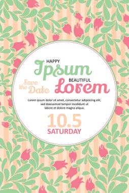 Çiçekli düğün davetiye