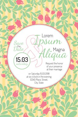 Çiçekli düğün davetiye