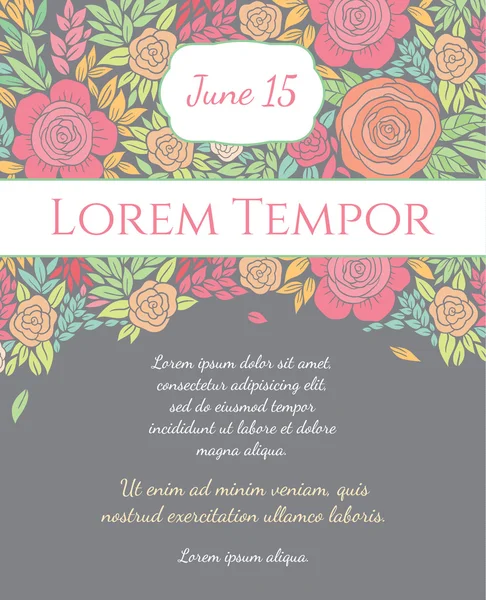 Invitation carte de mariage avec des fleurs — Image vectorielle