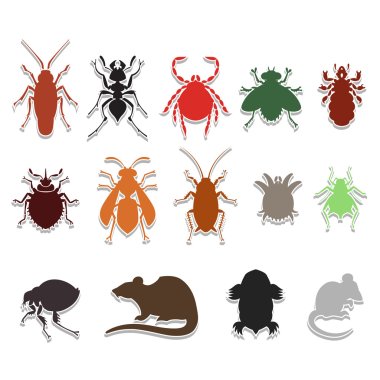 set of household pests in pure style clipart