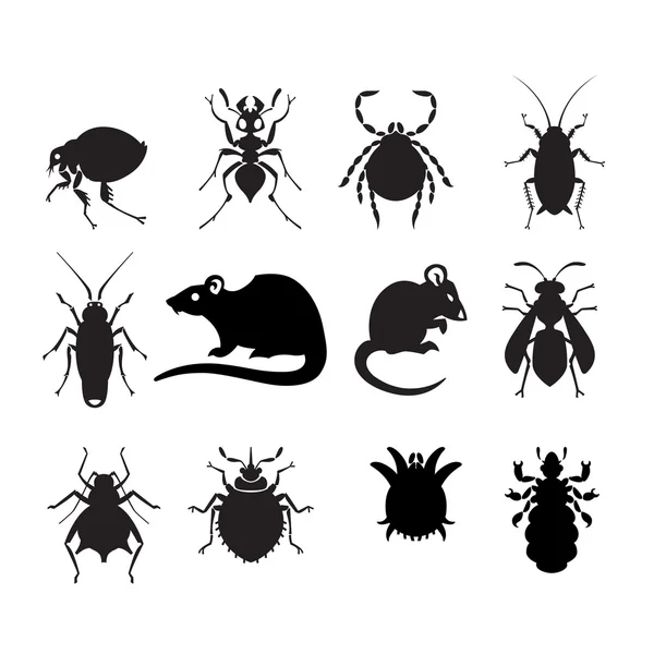 Set of household pests in pure style — Stock Vector