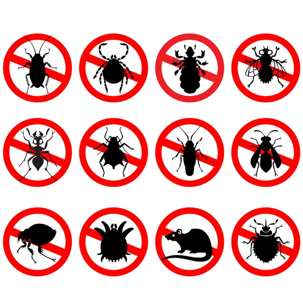 Set of household pests in pure style — Stock Vector