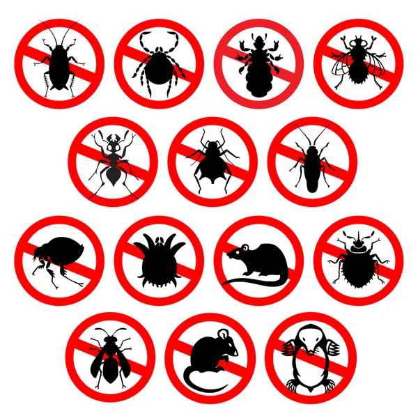 Set of household pests in pure style — Stock Vector