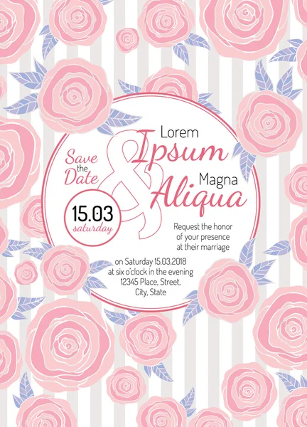 Tarjeta de invitación con flores — Vector de stock