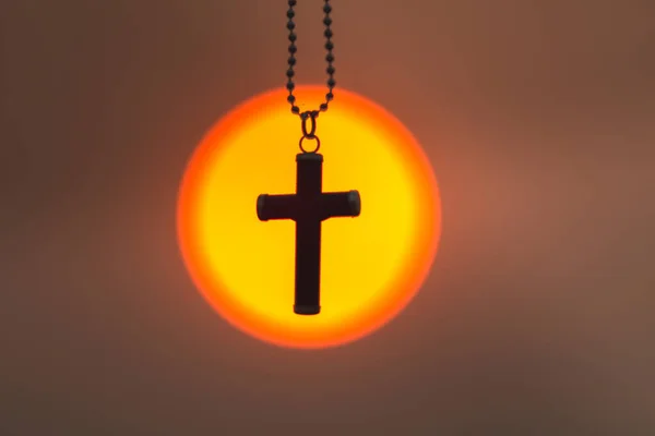 Crucifix Middle Sunrise Sunset Concept Christianity Blessing Prayer Jesus Belief — Stock Photo, Image