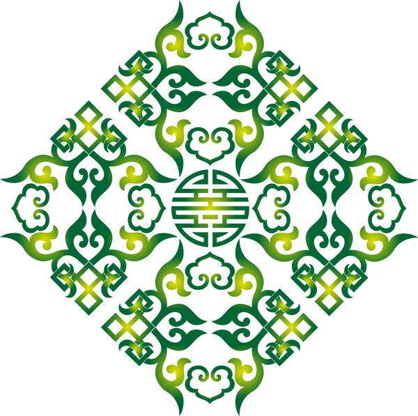 Векторный восточный китайский орнамент, азиатский традиционный узор, цветочный винтажный элемент, срезанный силуэт, орнамент центральной Азии, аппликационная работа, монгольский орнамент — стоковый вектор