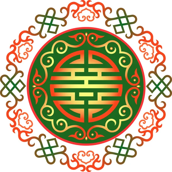 Vector oriental ornamento chino, patrón tradicional asiático, elemento vintage floral, silueta de corte, adorno Asia central, apliques de trabajo, ornamento mongoliano — Vector de stock