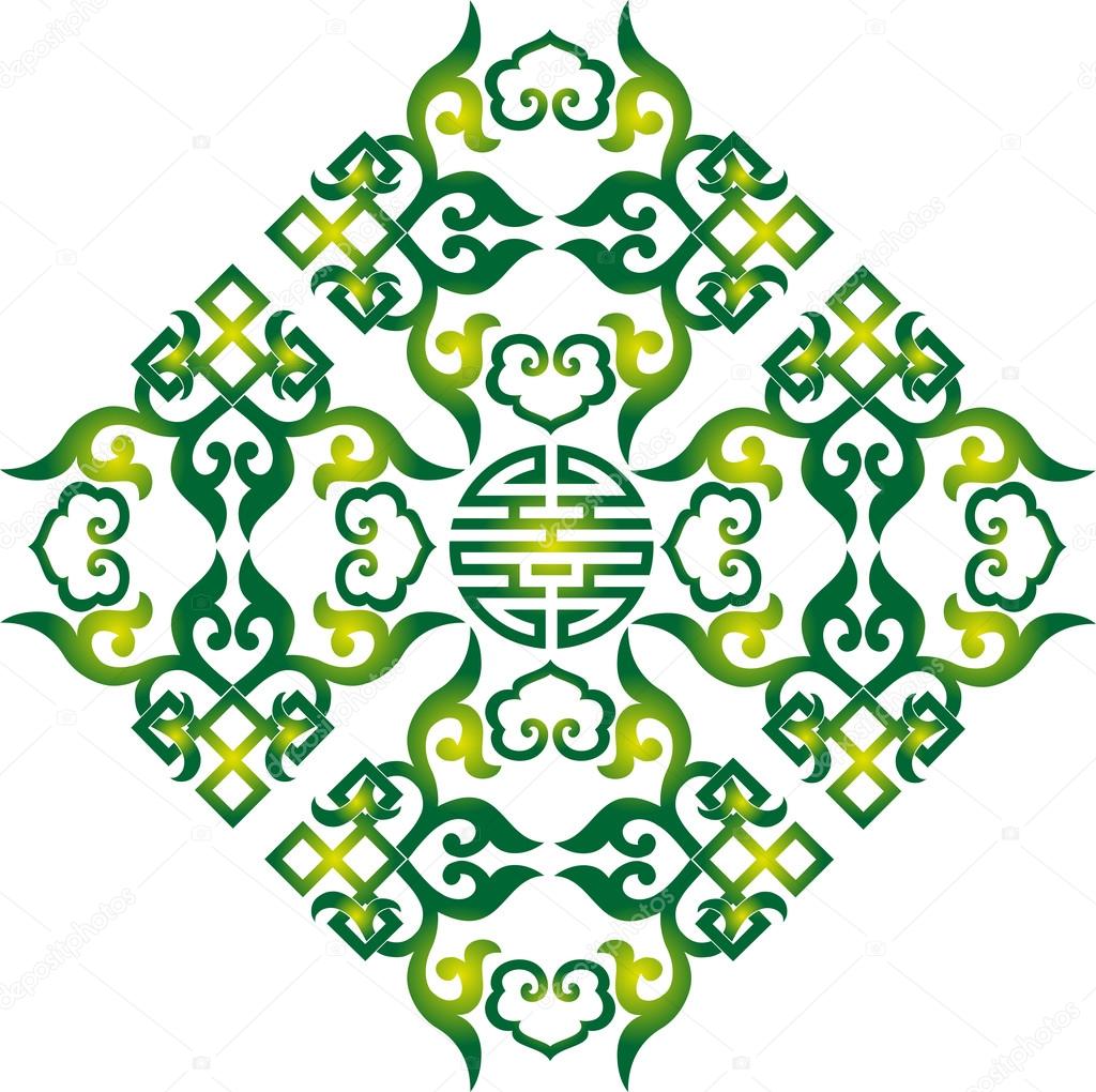 vector oriental chinese ornament, asian traditional pattern,  floral vintage element, cut silhouette, ornament central asia, applique work,  mongolian ornament