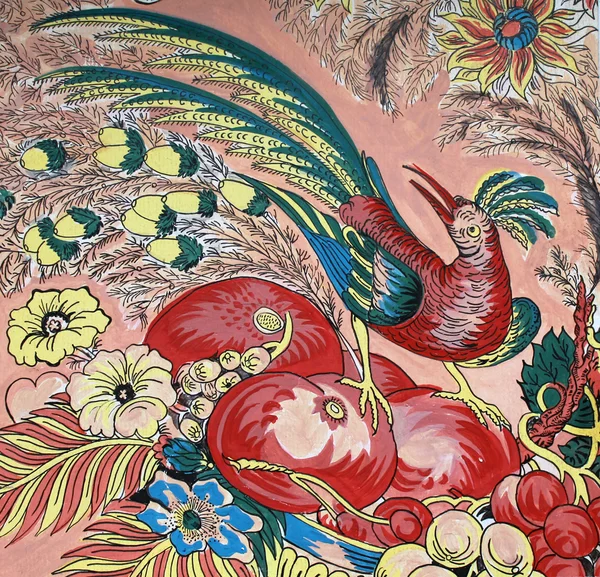 meyve ve çiçekler ile tropik kuş 