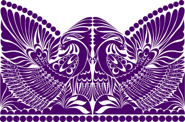 Rus süs vektör. folklor süs kuş ile