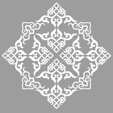 Vektör oryantal Çin süsü, Asya geleneksel deseni, çiçekli vintage element, siluet, süs merkezi asya, başvuru işi, Moğol süsü