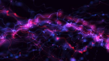 Parlak dalgalı çizgiler ve ışık izleri. Renkli soyut dijital arkaplan