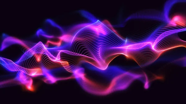 Abstract Techy Background Illustration Glowing Wavy Line Particles Stock Image