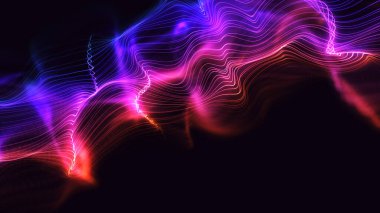 Parlak, dinamik dalga arkaplan çizimi. Çok renkli dijital çizgiler