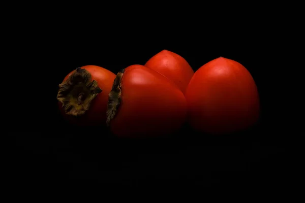 Ripe Persimmon Fruit Dark Background — 스톡 사진