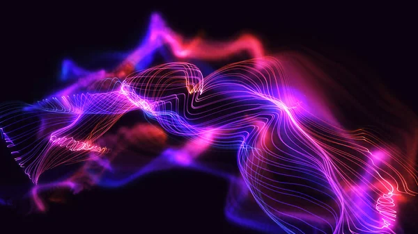 Abstract Wavy Background Illustration Artwork Colourful Glowing Particles — Stock Photo, Image