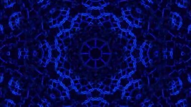 Mavi çizgilerin kusursuz döngü animasyonuyla dinamik geometrik kaleydoskop arkaplanı