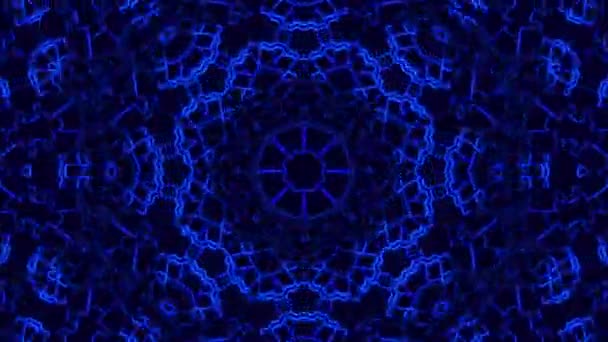 Dinamikus Geometriai Kaleidoszkóp Háttér Zökkenőmentes Ciklus Animáció Kék Vonalak — Stock videók