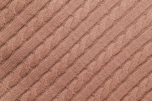 Beige Gestrickt Kabel Muster Textur Hintergrund — Stockfoto