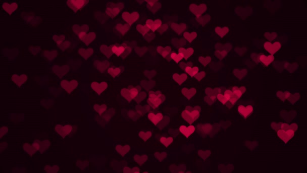 Red Hearts Seamless Loop Animation Dark Background — Stok Video
