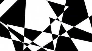 Değişen çokgen ve üçgen şekilleriyle soyut siyah ve beyaz döngü arkaplan canlandırması