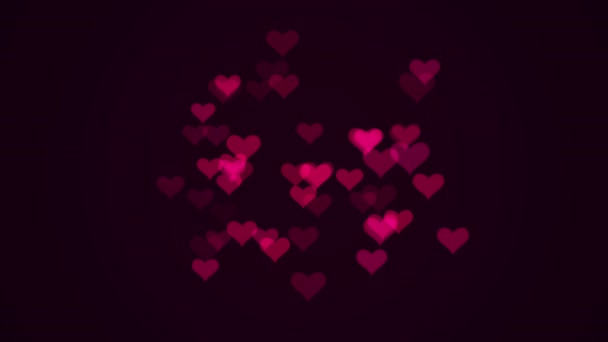 Red Hearts Seamless Loop Rotation Animation Dark Background — Stock Video