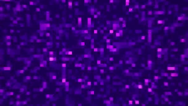 Animazione Digitale Sfondo Tech Flusso Dati Pixel Efferenti Colore Viola — Video Stock