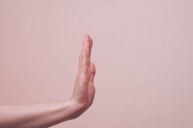 El göstermiyor ve jesti durdur. El işaretleri iletişim konsepti