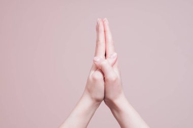 Dua eden eller. El işaretleri iletişim konsepti, kopyalama alanı