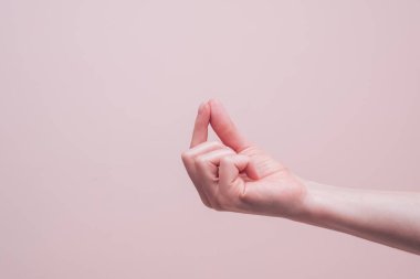 Bir jest tutuyorum. İnsan eli, kopyalama alanı ile iletişim konseptini imzalar