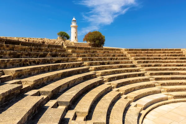 Latarnia morska i Odeion Agora, Cypr. — Zdjęcie stockowe