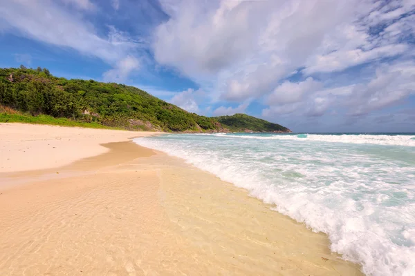 Cennet beyaz kum Grand Anse Plajı, La Digue Adası, Seyşel Adaları