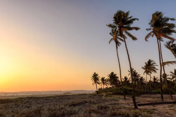 Plage sur l'île tropicale au coucher du soleil — Photo