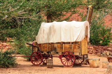 Wild west wagon - South West American cowboy times concept clipart