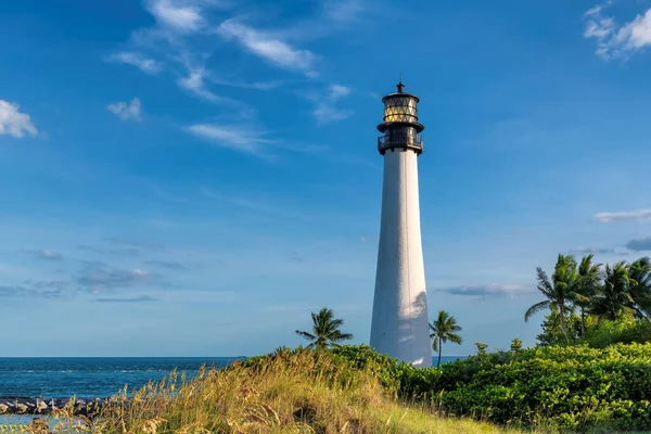 Vuurtoren Bij Zonsondergang Het Strand Cape Florida Lighthouse Bill Baggs — Stockfoto