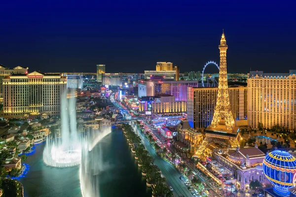 Wereldberoemde Las Vegas Strip Gezien Nachts Las Vegas Usa Luchtfoto — Stockfoto