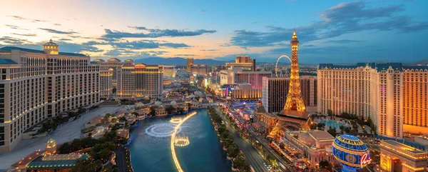 Las Vegas Strip Terlihat Saat Matahari Terbenam Pemandangan Panorama Las — Stok Foto