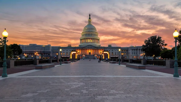 Das Kapitol Washington Bei Sonnenuntergang Stockbild
