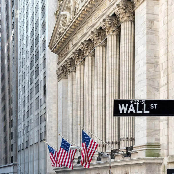 Wall Street Felirat New York City Ben New York Tőzsdei — Stock Fotó