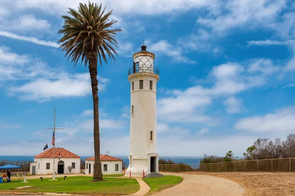 Palm Trees Point Vicente Lighthouse Ranchos Palos Verdes California — Stock Photo, Image