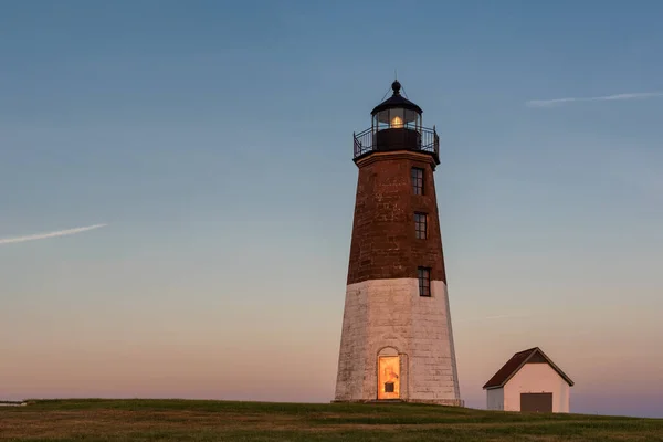 Point Judith Maják Při Západu Slunce Východní Pobřeží Rhode Island — Stock fotografie