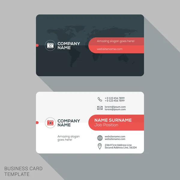 Creative and Clean Business Card Template. Векторная иллюстрация плоского дизайна. Канцелярский дизайн — стоковый вектор