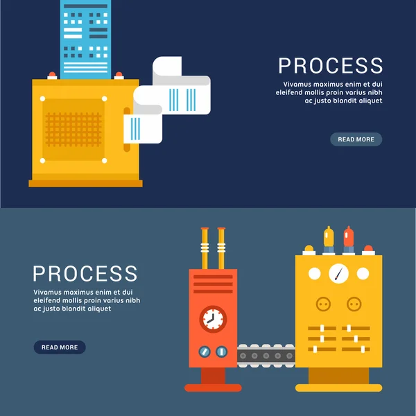 Flat Style Design Concepts Machines for Web Banner Template — ストックベクタ