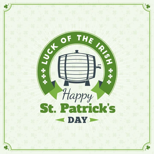 Día de San Patricio Vintage Holiday Badge Design. Diseño de tarjetas de felicitación vectorial. Antecedentes del Día de San Patricio. Feliz día de San Patricio — Vector de stock