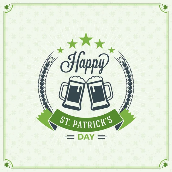 St. Patricks Day Vintage vakantie Badge Design. Vector groeten Card Design. Saint Patricks Day achtergrond. Happy Saint Patricks Day — Stockvector