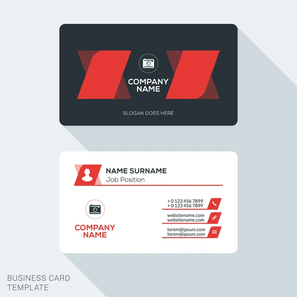 Creative and Clean Business Card Template. Векторная иллюстрация плоского дизайна. Канцелярский дизайн — стоковый вектор