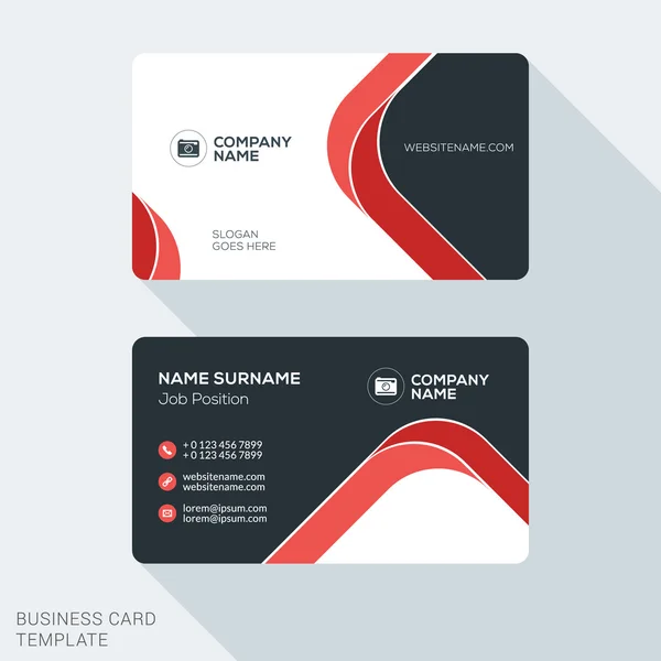 Creative and Clean Business Card Template. Векторная иллюстрация плоского дизайна. Канцелярский дизайн — стоковый вектор