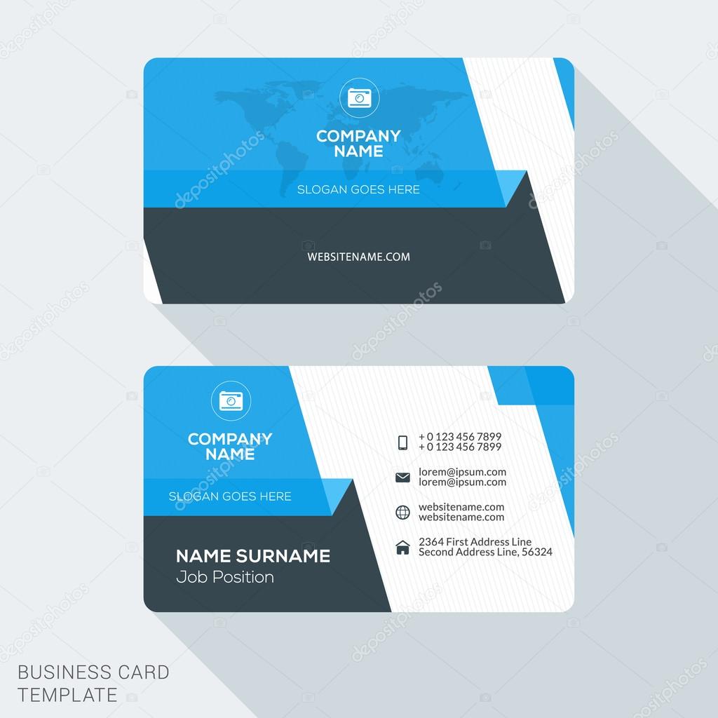 Creative and Clean Business Card Template. Flat Design Vector Illustration. Stationery Design