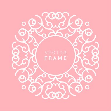 Vector Floral Frame. Line Art Vector Design Template