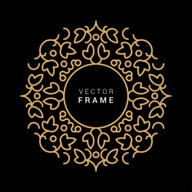 Vector Floral Frame. Line Art Vector Design Template